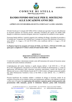 BANDO FONDO SOCIALE PER IL SOSTEGNO ALLE LOCAZIONI ANNO 2021 PER AFFITTI CORRISPOSTI NELL’ANNO 2020 - SCADENZA 20/06/2022