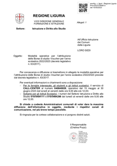 MODALITA' OPERATIVE PER L'ATTRIBUZIONE DELLE BORSE DI STUDIO-VOUCHER - A.S. 2022/2023