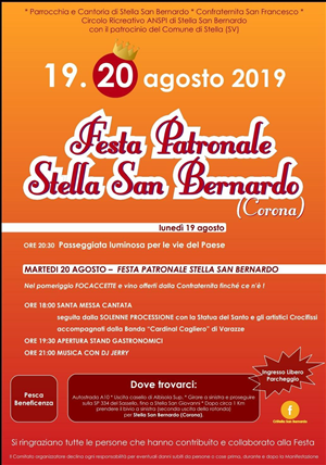 Festa Patronale Stella San Bernardo - 19 e 20 Agosto 2019